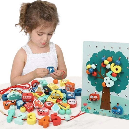 70 Pieces Digital Blocks & Lacing Beads – Educational Toy for Toddlers