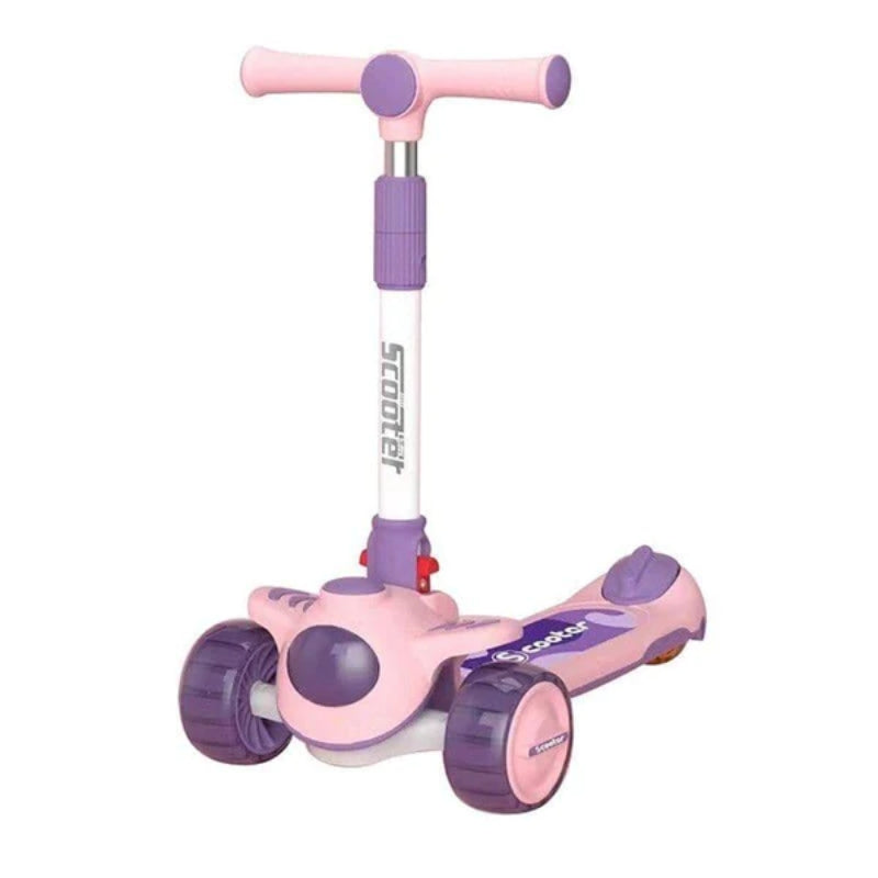 Kids 2-in-1 Scooty LED Wheels Adjustable Height Foldable Removable Seat