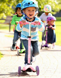 Kids 2-in-1 Scooty LED Wheels Adjustable Height Foldable Removable Seat
