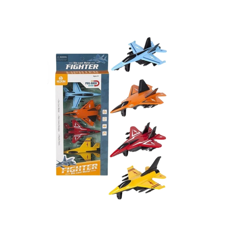 Die-Cast Metal Fighter Plane 4 Piece In One Toy For Kids