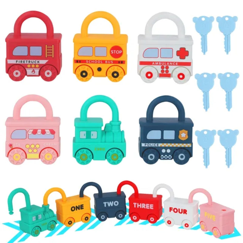 Lock and Key Matching Counting Game Activities Train Travel Toys for kids