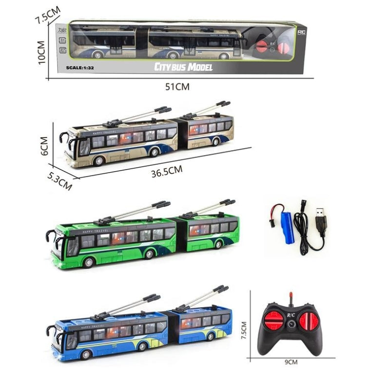 Remote Control City Bus Model Rechargeable With Light Toy For Kids