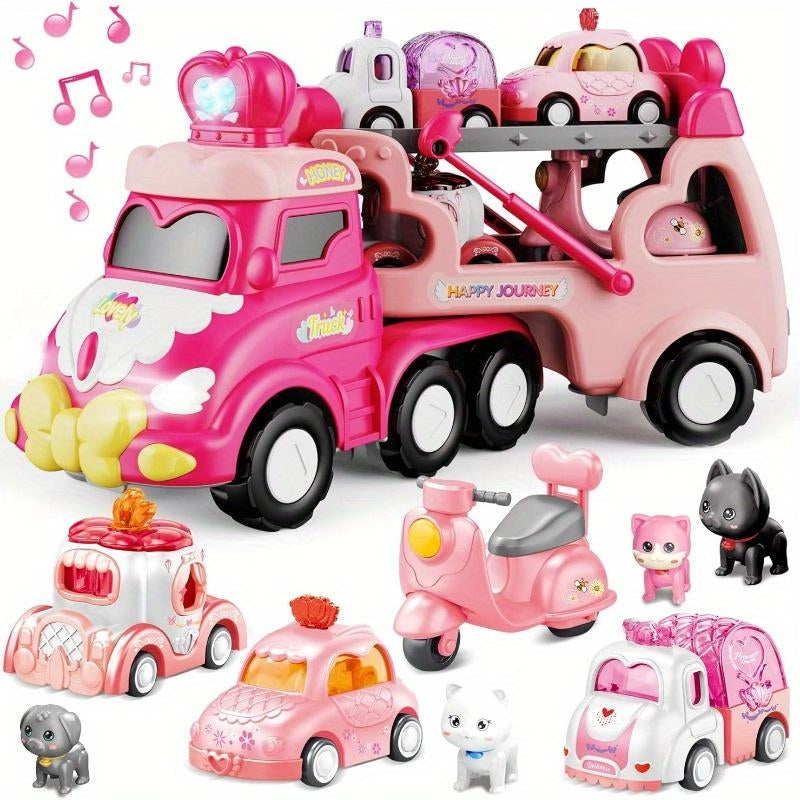 4 In 1 Unicorn Double Decker Truck With Light And Sound Toy For Kids