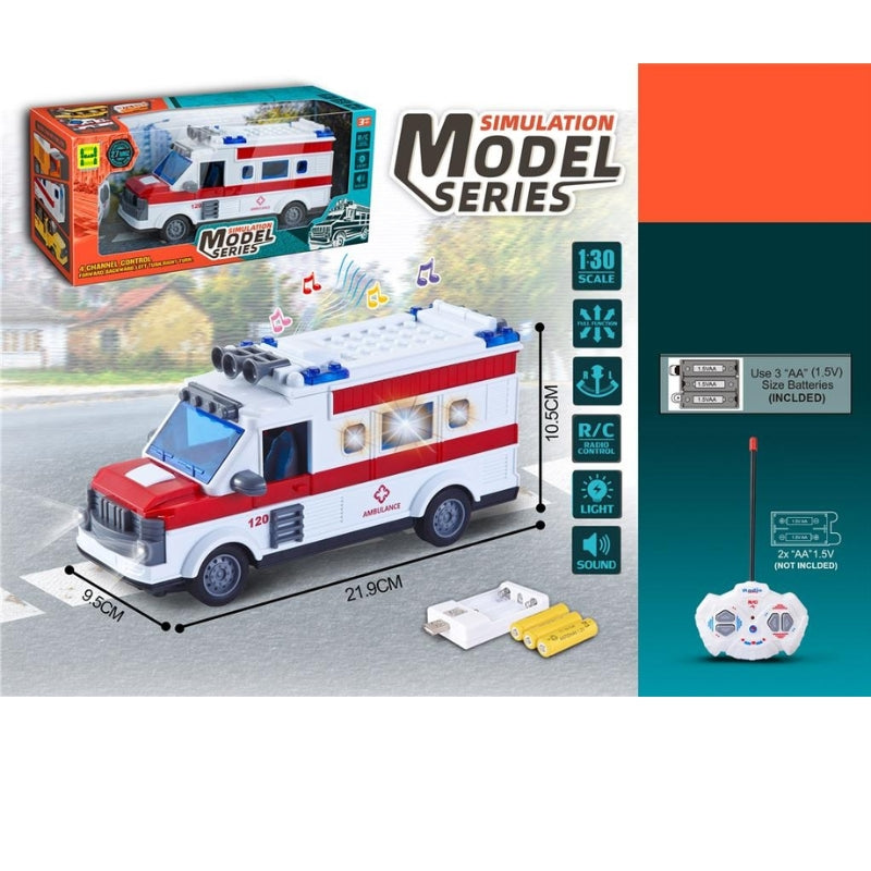 RC Simulation Ambulance Model Series With Light And Sound Toy For Kids