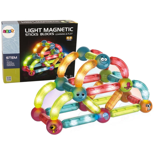 Children's Colorful Magnetic Sticks Blocks With Light Toy (52 Pcs)