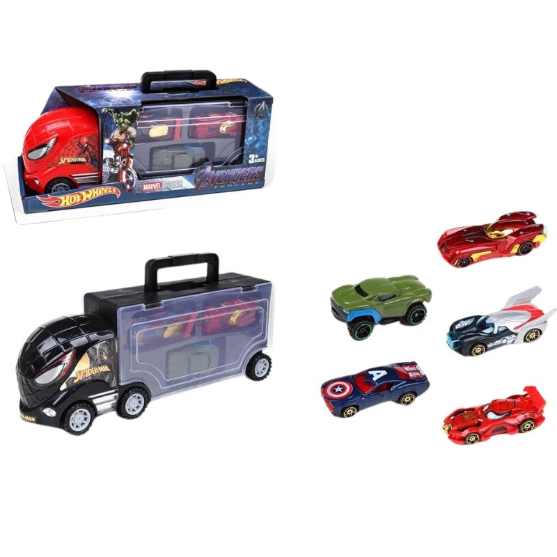 Spider-Man Transport Car Carrier Truck With 3 Alloy Cars Toy for Kids