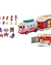 Fashion Travel Camping Van With Furniture Playset For Girls
