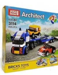 3 In 1 Architect Vehicle Transporter Brick Blocks Playset For Kids
