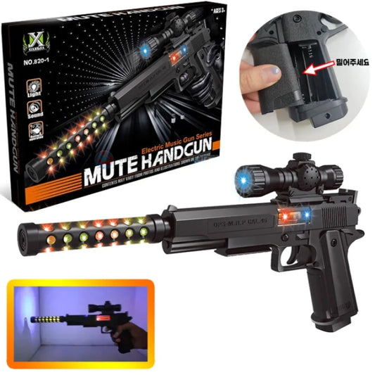 Electric Mute Hand Gun With Light & Sound Toy For Kids