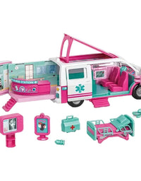 Barbie Emergency Vehicle Transforms Into Care Clinic Playset Toy For Kids
