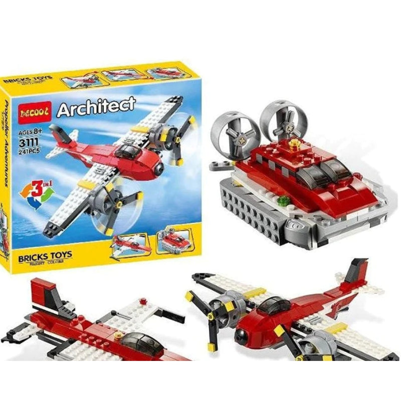 3 in 1 Architect Propeller Airplane Brick Blocks Toy For Kids (241 Pcs)