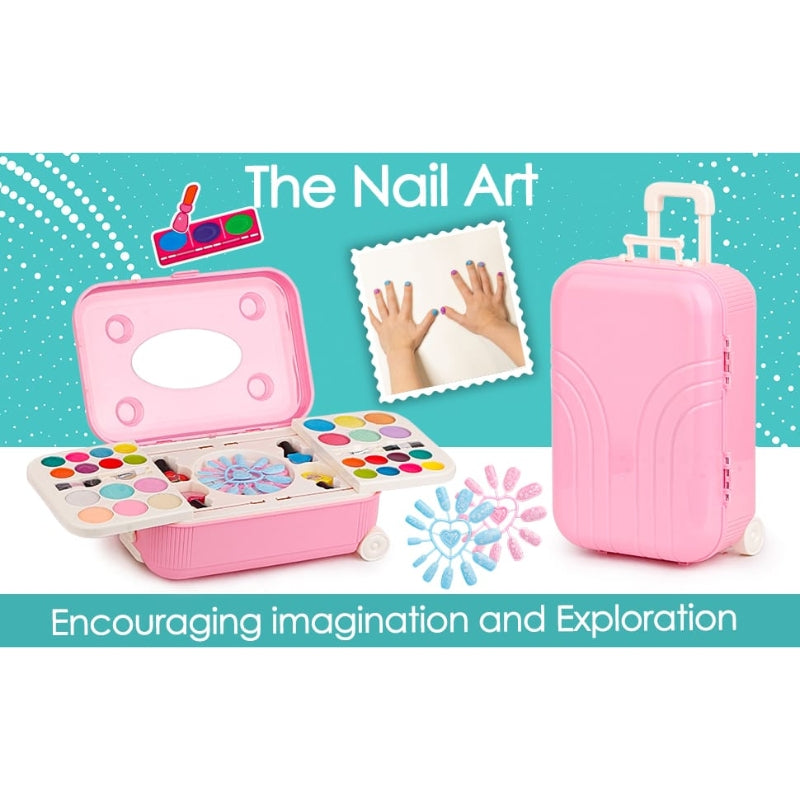 Makeup Palette and Nail Art Kit With Portable Briefcase For Girls