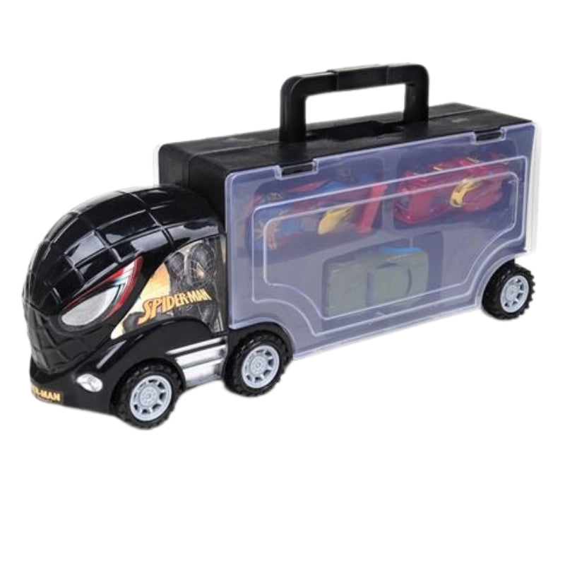 Spider-Man Transport Car Carrier Truck With 3 Alloy Cars Toy for Kids