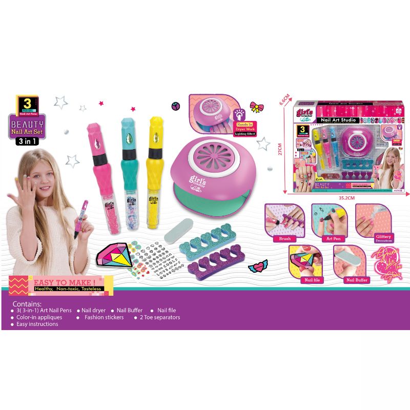 Dazzle Your Nails: 2-in-1 Nail Art Set With 3 Art Pens