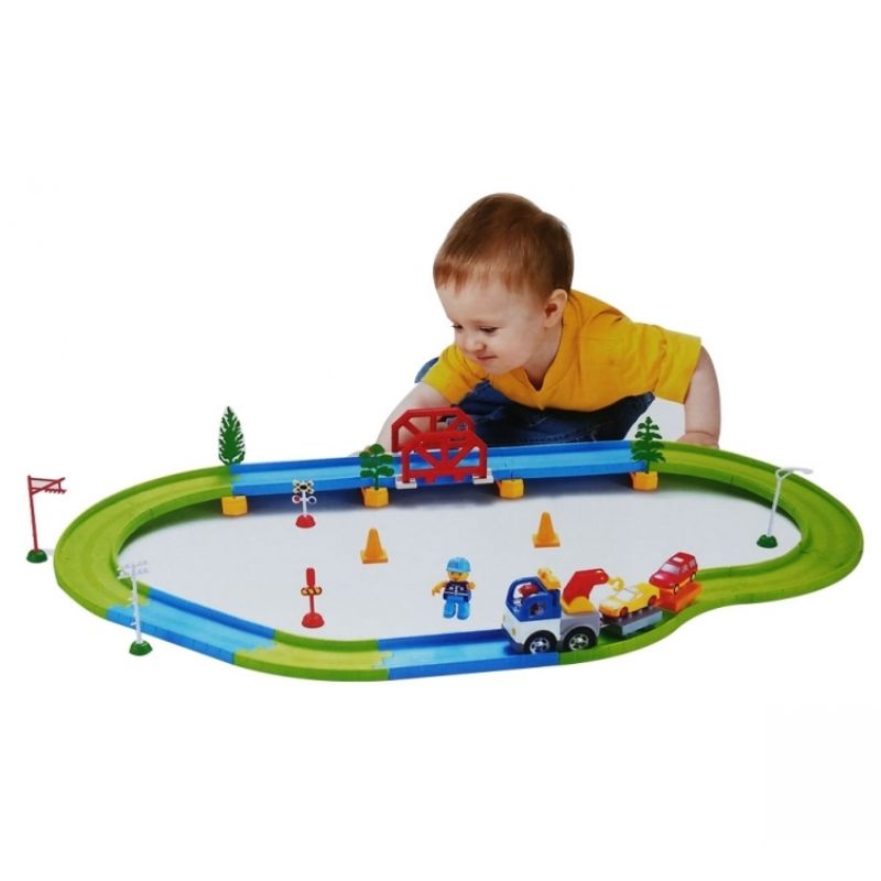 Battery Operated Block Track Playset With 30Pcs