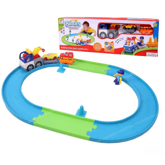 Battery Operated Block Track Playset With 30Pcs