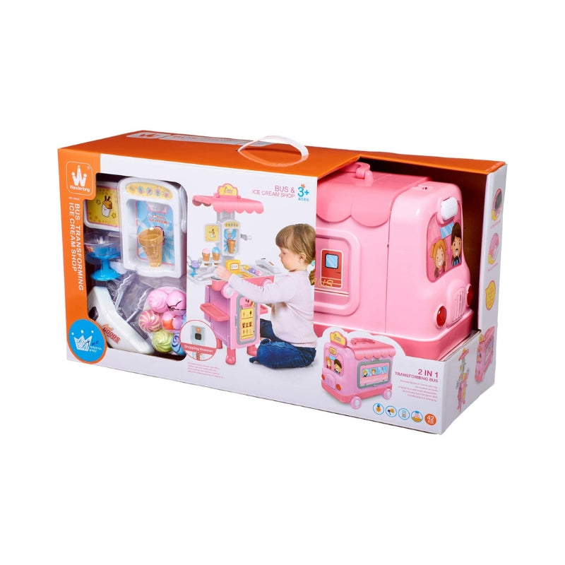 Ice Cream And Kitchen Bus 2 In 1 Playset For Kids