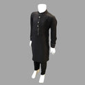 White And Black Contrast Kurta Pajama For Kids