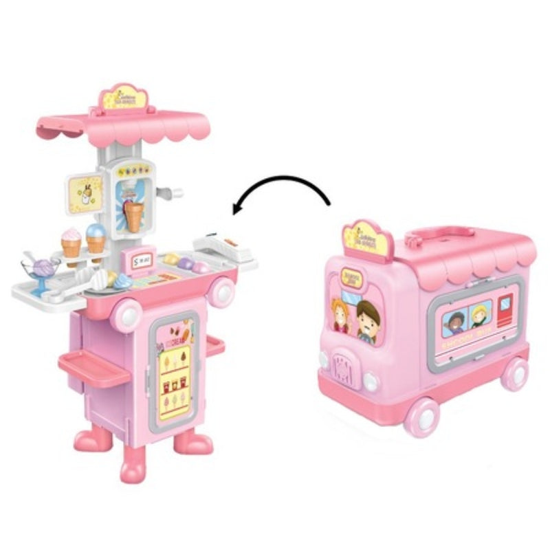 Ice Cream And Kitchen Bus 2 In 1 Playset For Kids
