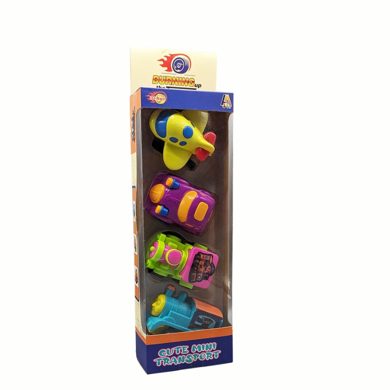 Pack Of 4 Cute Transport Cartoon Cars