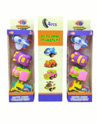 Pack Of 4 Cute Transport Cartoon Cars
