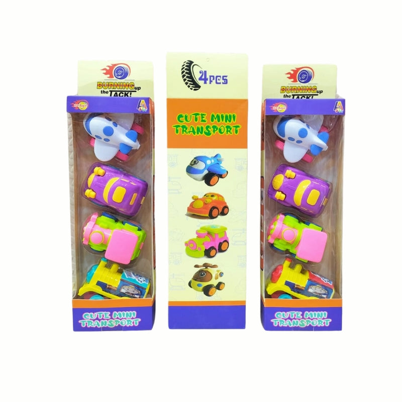 Pack Of 4 Cute Transport Cartoon Cars