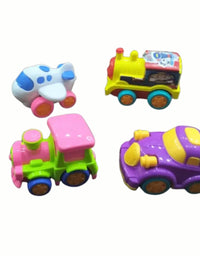 Pack Of 4 Cute Transport Cartoon Cars
