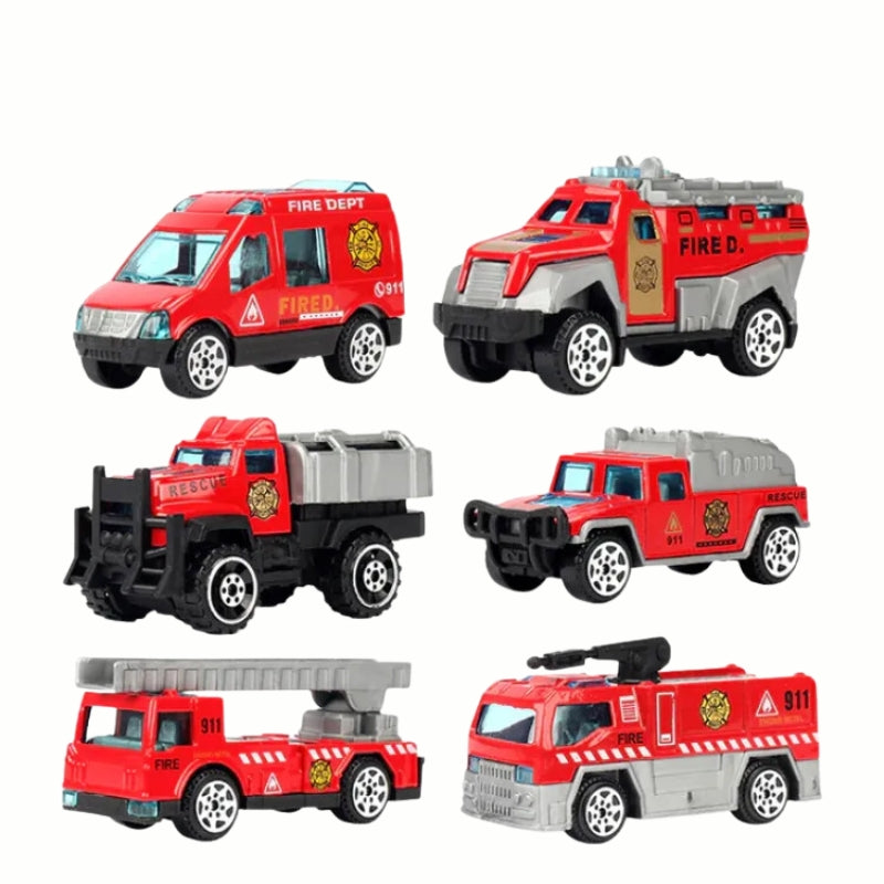 Die-Cast Cars Metal Playset Truck Toys Pack Of 6 Pcs