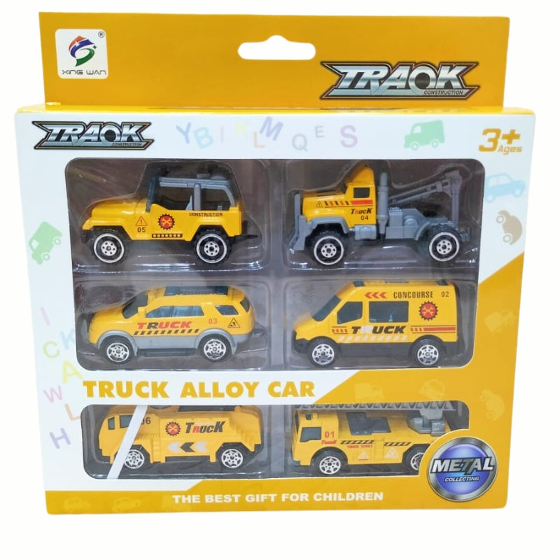 Die-Cast Cars Metal Playset Truck Toys Pack Of 6 Pcs