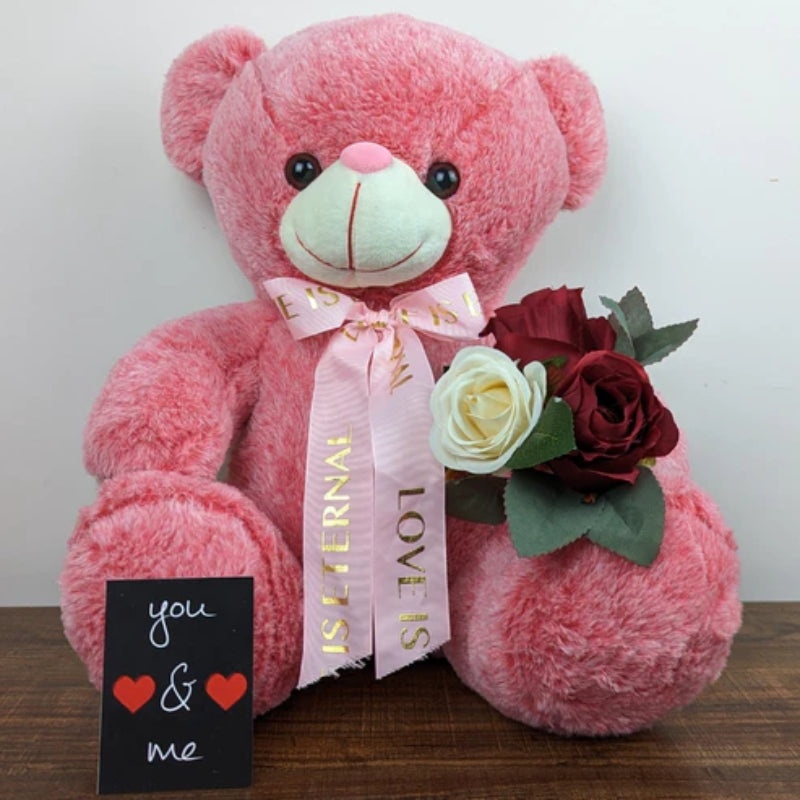 Grace Soft Teddy Bear Tying Ribbon Pink