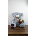 Grace Soft Teddy Bear Tying Ribbon Grey