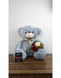 Grace Soft Teddy Bear Tying Ribbon Grey
