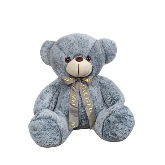 Grace Soft Teddy Bear Tying Ribbon Grey