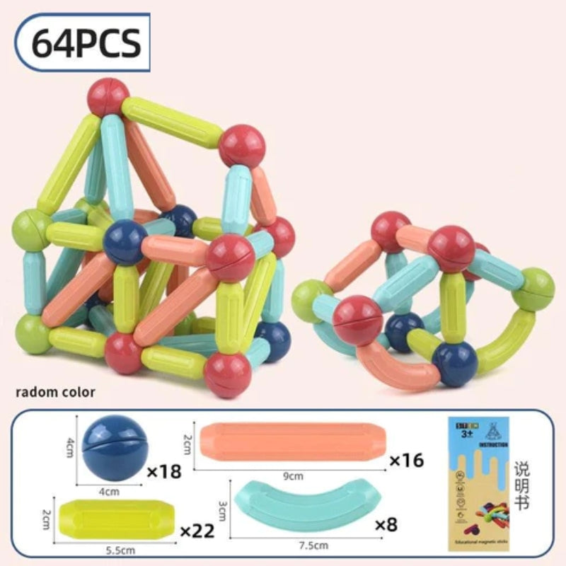 Magnetic Building Blocks With Sticks & Balls Playset Toy For Kids
