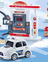 Simulated Gas Station & Car Playset Toy For Kids
