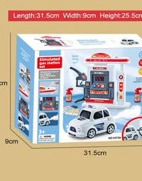 Simulated Gas Station & Car Playset Toy For Kids
