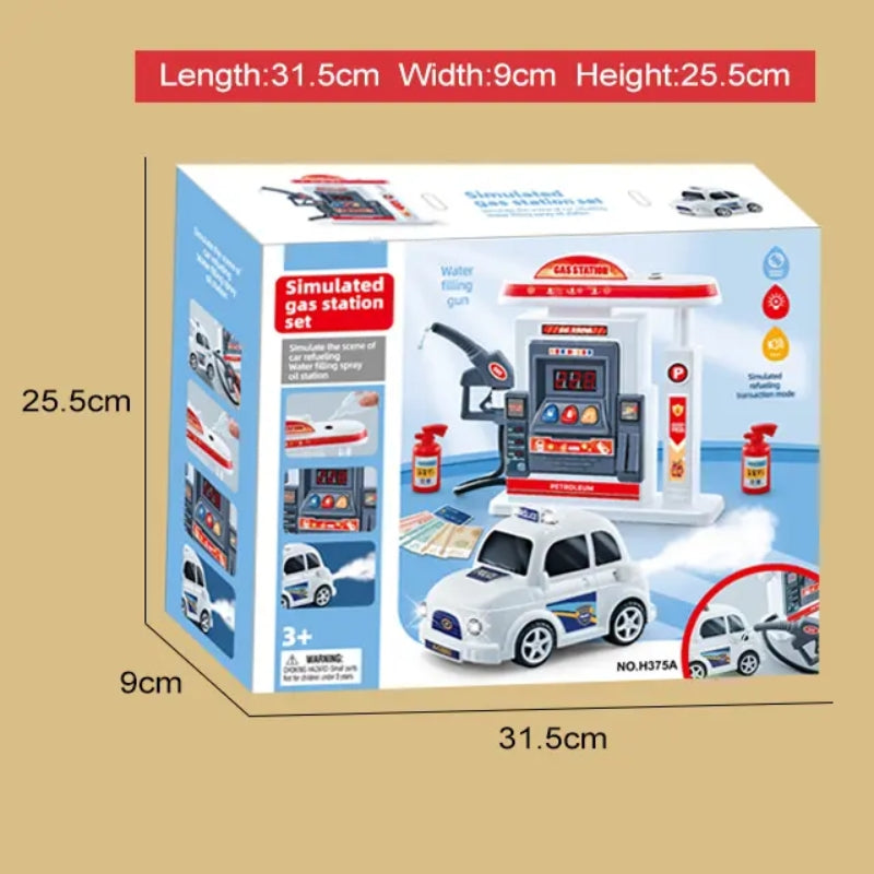 Simulated Gas Station & Car Playset Toy For Kids