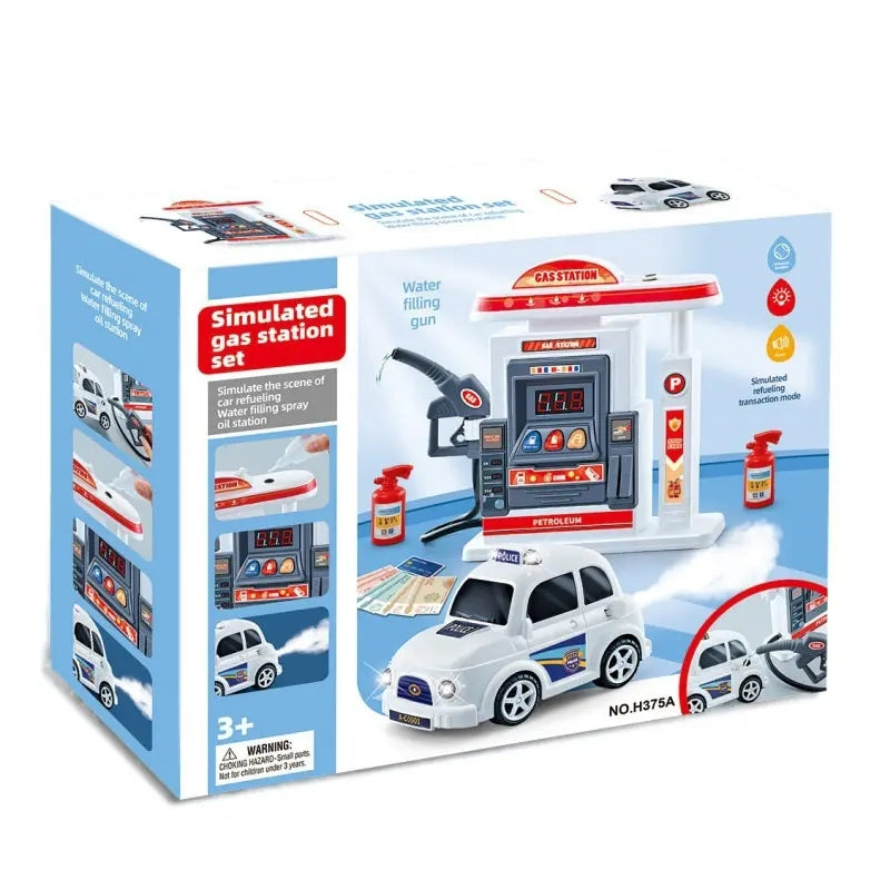 Simulated Gas Station & Car Playset Toy For Kids