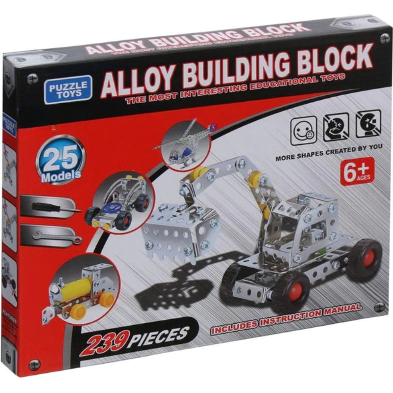 Alloy Construction Truck Building Blocks Playset (239 Pcs)