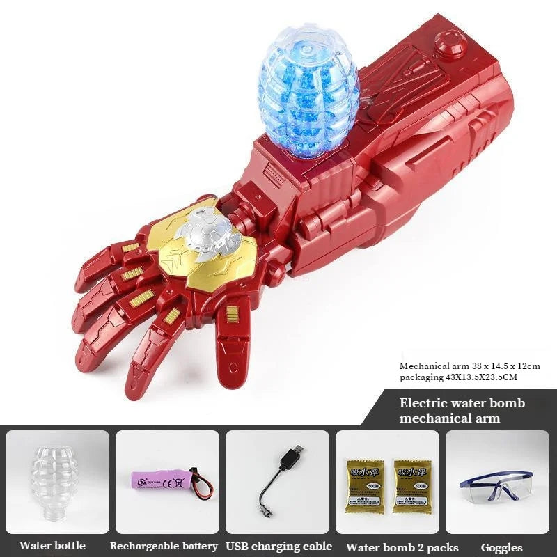 Electric Iron Man Arm Repeater Water Bomb Launcher With USB Charging Cable
