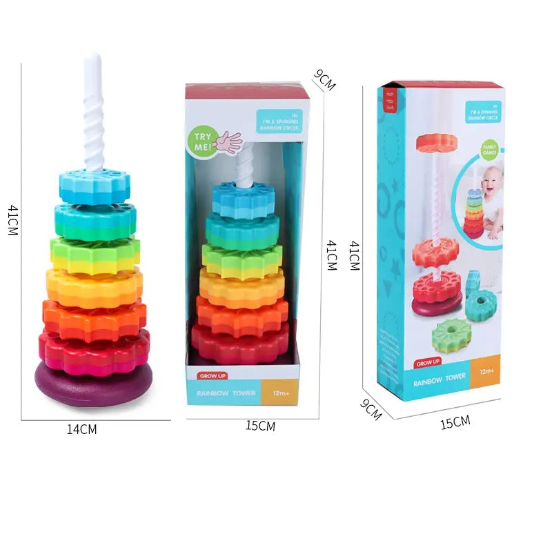 Baby Sensory Spin Gears Stacking Rings For Early Education Toy