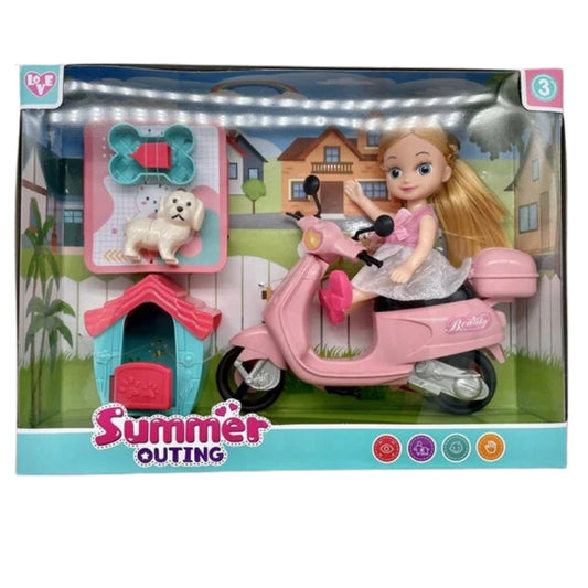 Mini Doll Motorcycle Playset Toy for Kids