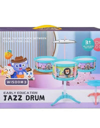 Children's Creativity Jazz Drum Kit Play Set With 4 Music Card & Stool
