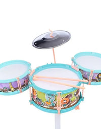 Children's Creativity Jazz Drum Kit Play Set With 4 Music Card & Stool
