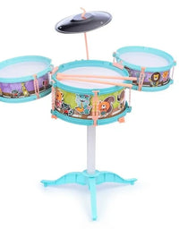 Children's Creativity Jazz Drum Kit Play Set With 4 Music Card & Stool
