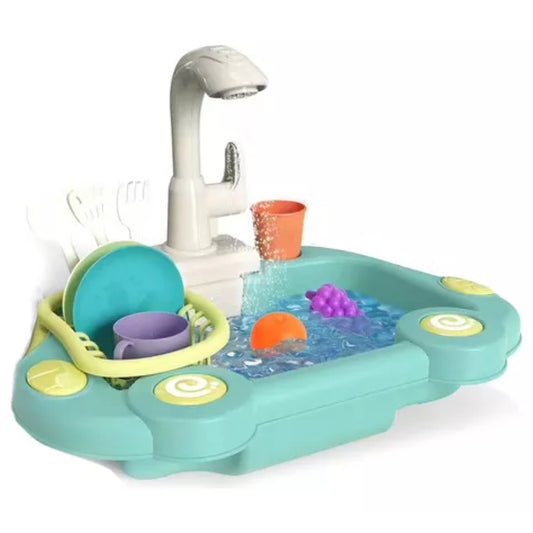 Green Toy Sink with Real Water Flow – Interactive Kitchen Playset for Endless Fun