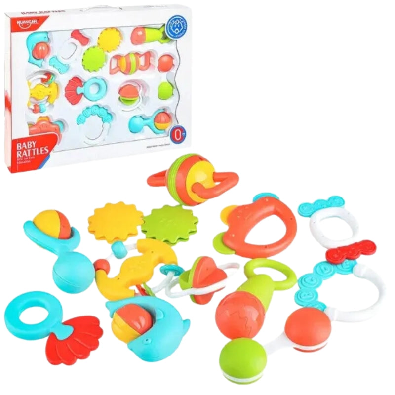 Huanger Baby Rattle Set - Pack of 12 Colorful & Engaging Toys for Endless Baby Fun