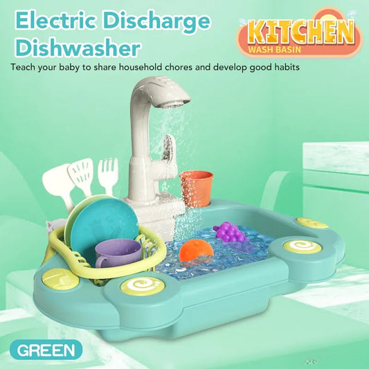 Green Toy Sink with Real Water Flow – Interactive Kitchen Playset for Endless Fun