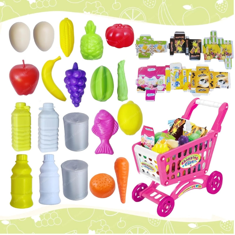 Grocery Shopping Cart Trolley Playset For Kids