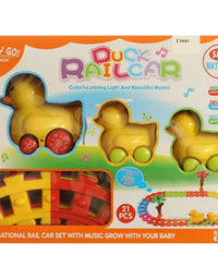 Duck Rail Car Track Set With Light & Sound Toy For Kids
